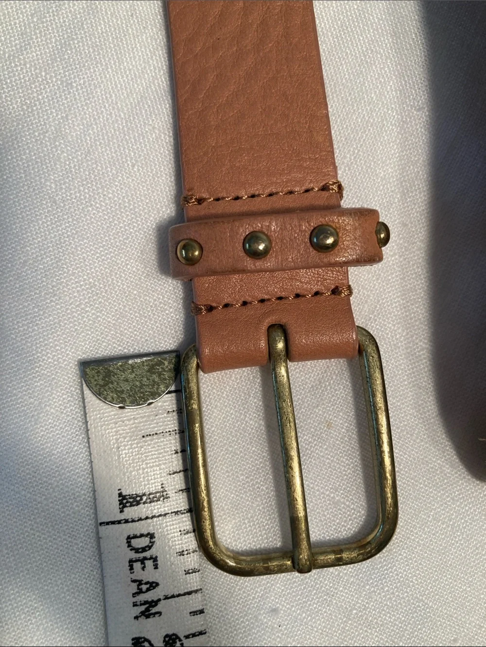 J.Crew Studded Tan caramel Leather Belt  Brass Buckle M